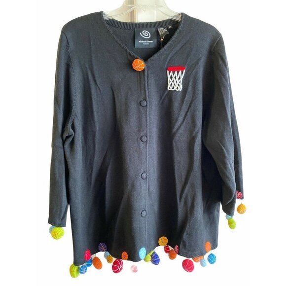 Michael Simon Sweaters - 0X Michael Simon New York Black Basketball Sweater
